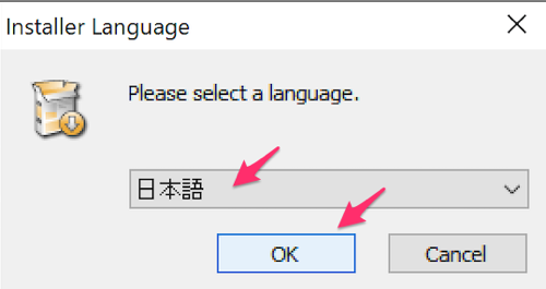 Kindle アプリのインストーラーの言語を日本語に設定し、インストール開始